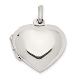 Sterling Silver Heart Locket Pendant with Smooth Polished Finish for Women
