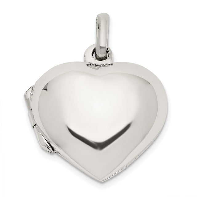 Sterling Silver Heart Locket Pendant with Smooth Polished Finish for Women