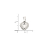 Sterling Silver Heart Locket Pendant with Cubic Zirconia Accent, Romantic Keepsake Jewelry for Women