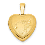 Gold Plated 12mm Fairy Heart Locket Charm Pendant in Real 925 Sterling SIlver