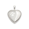 Sterling Silver Heart Locket Pendant with Paw Print, Pet Memorial Jewelry for Women