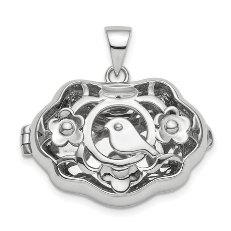 Bird Locket Style Charm Pendant in Real 925 Sterling Silver