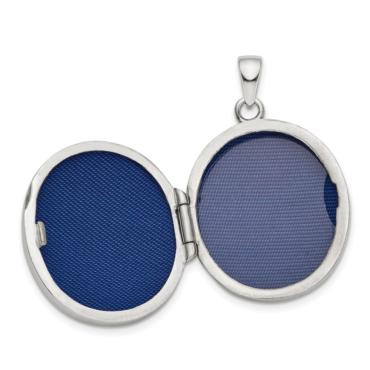 Sterling Silver Oval Locket Pendant with Cubic Zirconia, Blue Enamel, Floral Filigree Design for Women