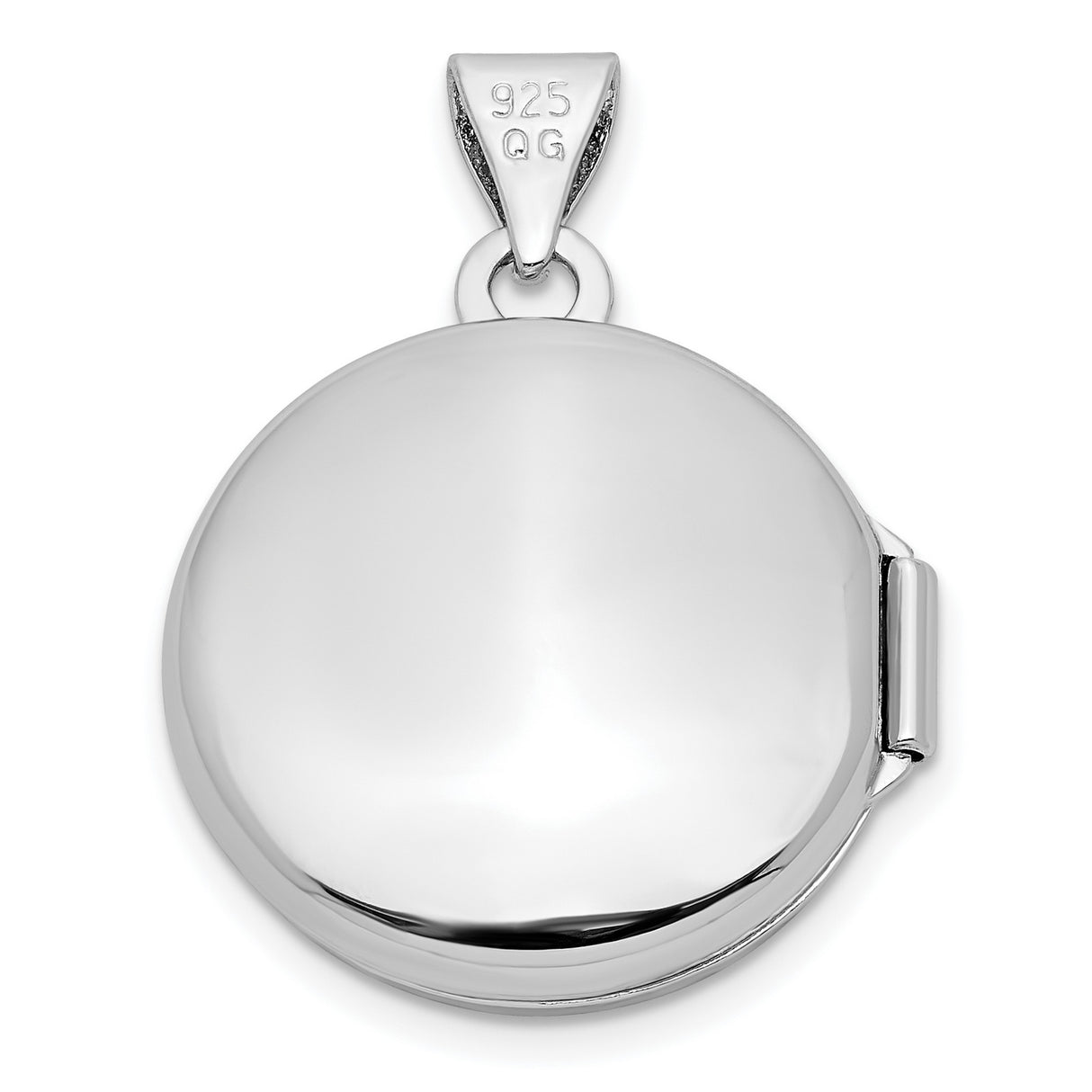 Polished Domed 16mm Round Locket Charm Pendant in Real 925 Sterling Silver