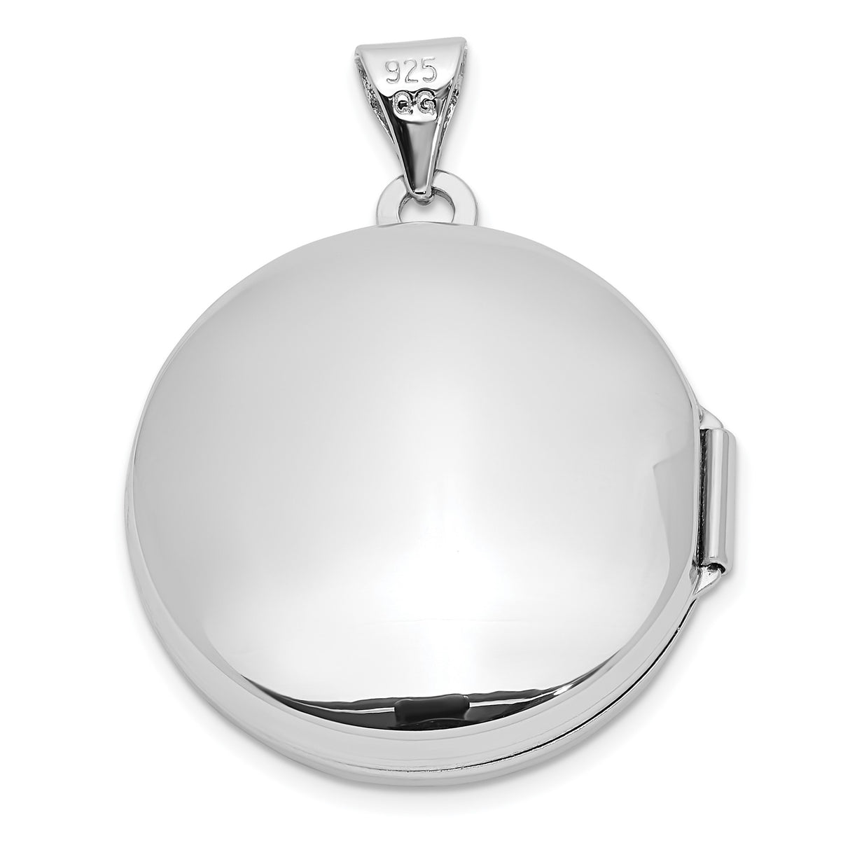 Sterling Silver Round Locket Pendant, High Polish Finish, Openable Photo Holder Design