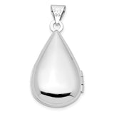 Sterling Silver Teardrop Locket Pendant with Diamond Accent and Beaded Detail for Women
