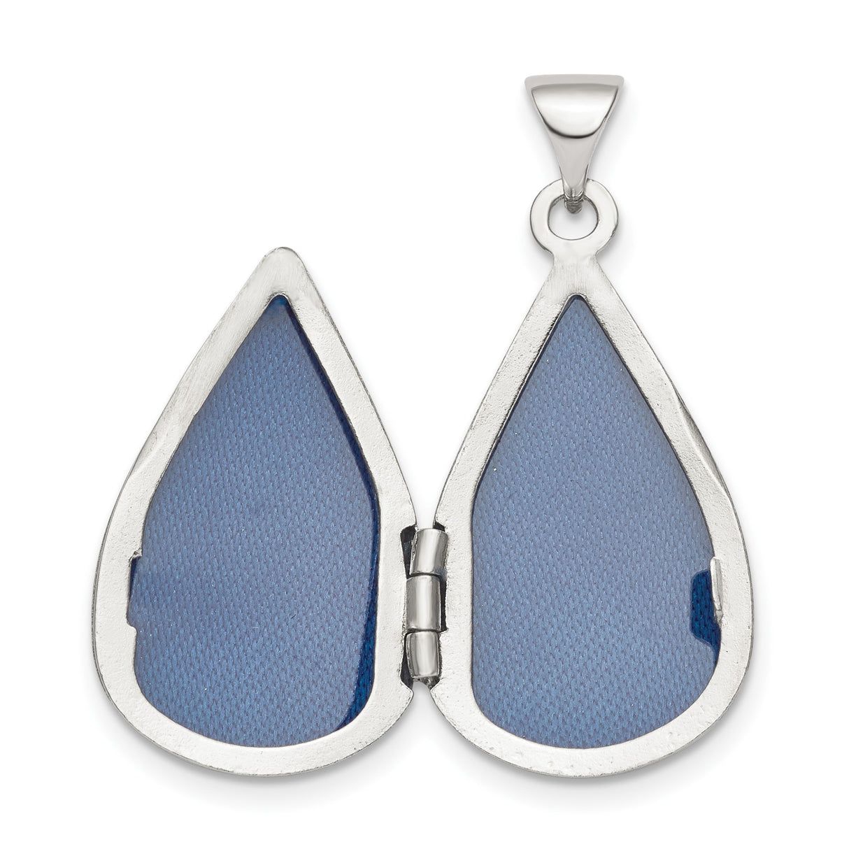 Sterling Silver Teardrop Locket Pendant with Diamond Accent and Beaded Detail for Women