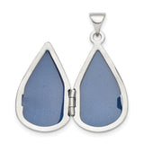 Sterling Silver Teardrop Locket Pendant with Diamond Accent and Beaded Detail for Women