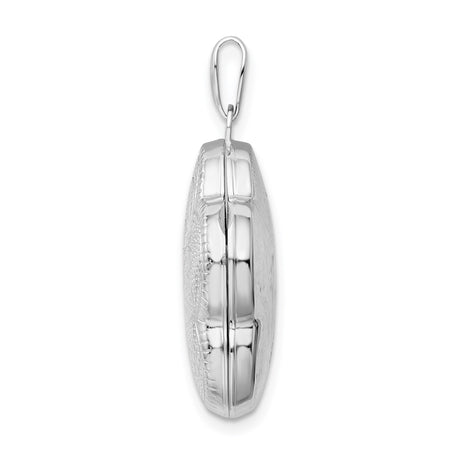Sterling Silver Floral Locket Pendant with Clover Shape and Vintage Leaf Design