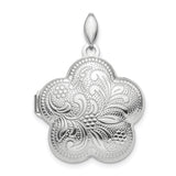 Sterling Silver Floral Locket Pendant with Clover Shape and Vintage Leaf Design