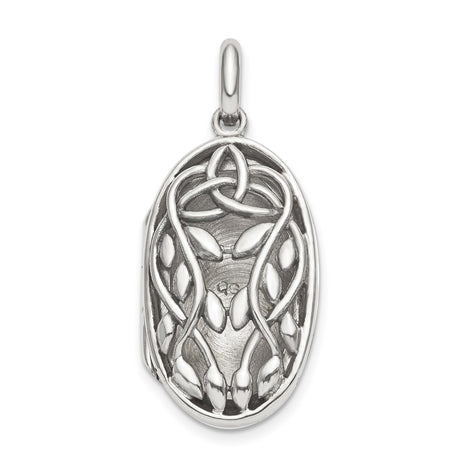 Sterling Silver Celtic Knot Pendant with Intricate Vine Design and Interwoven Pattern
