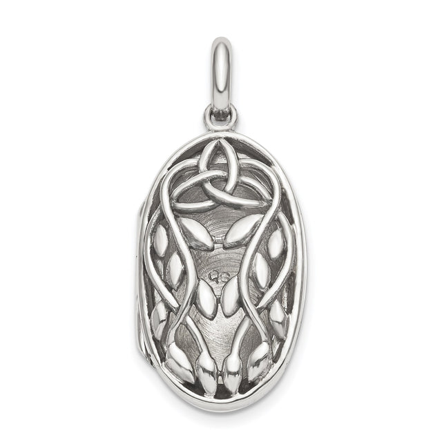 Sterling Silver Celtic Knot Pendant with Intricate Vine Design and Interwoven Pattern