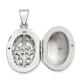 Sterling Silver Oval Locket Pendant with Filigree Floral and Vine Design, Vintage Celtic Style