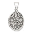 Sterling Silver Oval Locket Pendant with Filigree Floral and Vine Design, Vintage Celtic Style