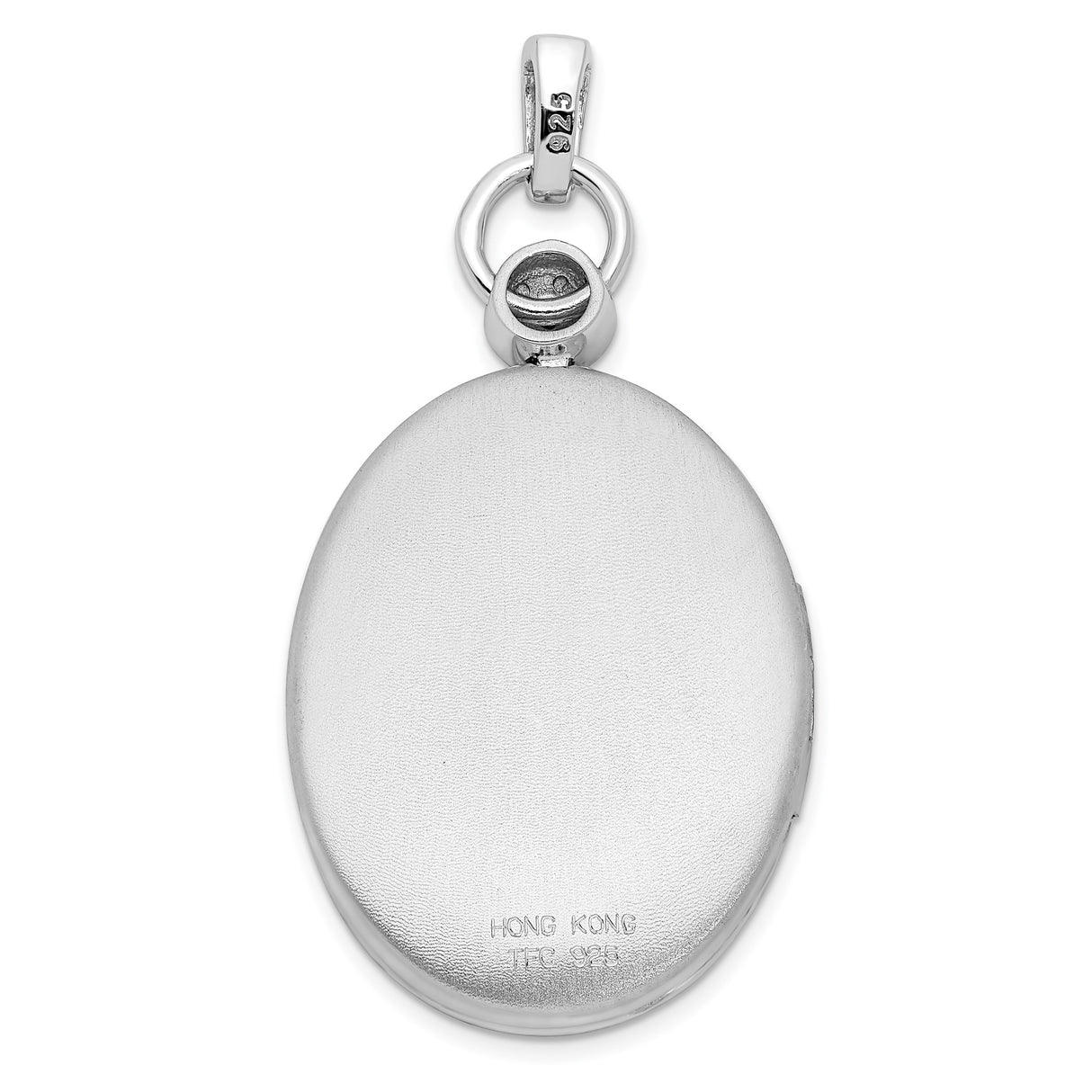 Sterling Silver Oval Locket Pendant with Diamond Accent, Starburst Design, Floral Border