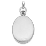 Sterling Silver Oval Locket Pendant with Diamond Accent, Starburst Design, Floral Border