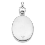 Sterling Silver Oval Locket Pendant with Diamond Pave Bail, Vintage Inspired Keepsake Jewelry