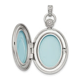 Sterling Silver Oval Locket Pendant with Diamond Pave Bail, Vintage Inspired Keepsake Jewelry