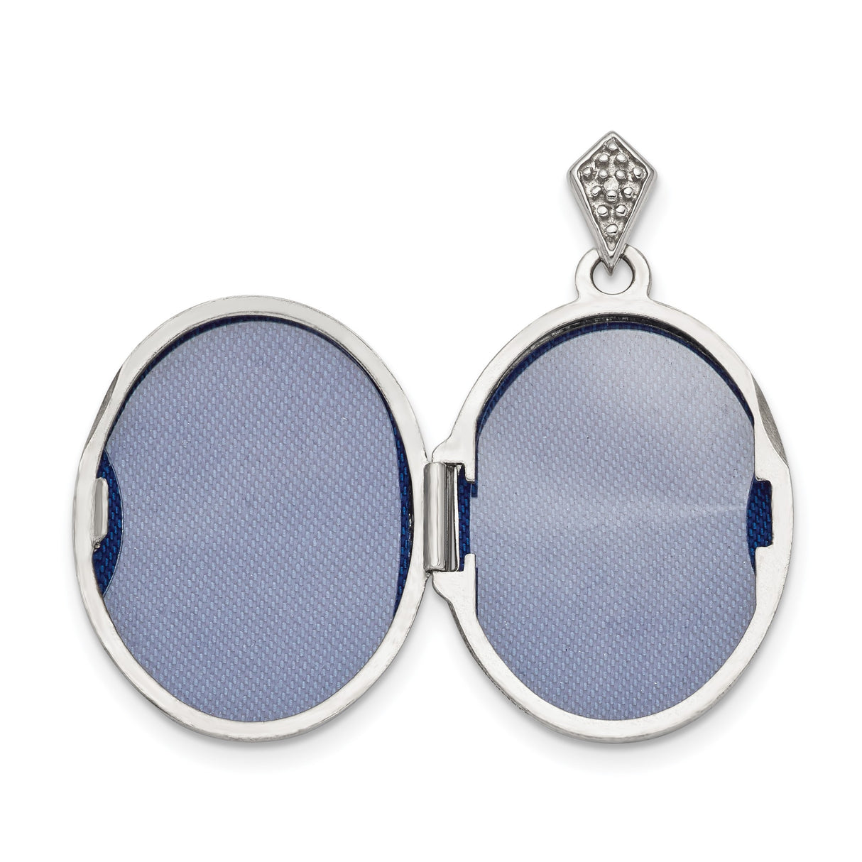 Sterling Silver Oval Locket with Diamond, Tree of Life Design over Blue Enamel