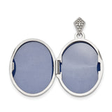 Sterling Silver Oval Locket with Diamond, Tree of Life Design over Blue Enamel