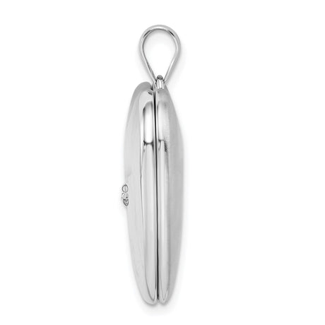 Sterling Silver Heart Locket Pendant with Diamond and Compass Star Design