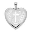 Sterling Silver Heart Locket Pendant with Christian Cross and Floral Accents