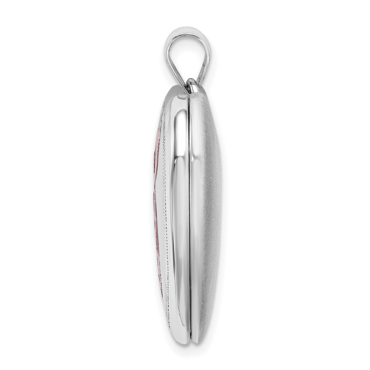 24mm Enameled Pink Ribbon Ash Holder Charm Pendant in Real 925 Sterling Silver