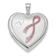 24mm Enameled Pink Ribbon Ash Holder Charm Pendant in Real 925 Sterling Silver