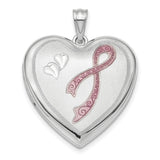 24mm Enameled Pink Ribbon Ash Holder Charm Pendant in Real 925 Sterling Silver