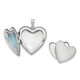 Sterling Silver Heart Locket Pendant with Enameled Pink Rose Design and Floral Detail