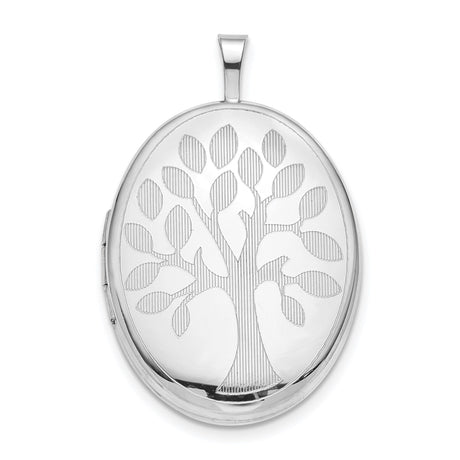 Sterling Silver Oval Locket Pendant with Tree of Life Design for Women