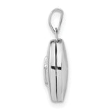 Sterling Silver Oval Locket Pendant with Christian Cross, Religious Keepsake Jewelry for Women