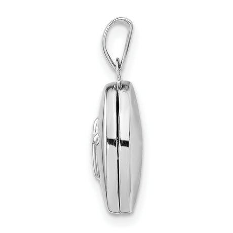 Sterling Silver Oval Locket Pendant with Christian Cross, Religious Keepsake Jewelry for Women