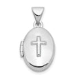 Sterling Silver Oval Locket Pendant with Christian Cross, Religious Keepsake Jewelry for Women