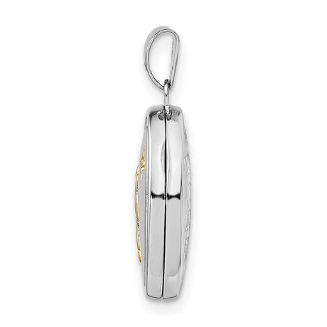 Gold Plated 17mm Guardian Angel Oval Locket Charm Pendant in Real 925 Sterling SIlver