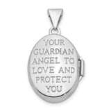 Gold Plated 17mm Guardian Angel Oval Locket Charm Pendant in Real 925 Sterling SIlver