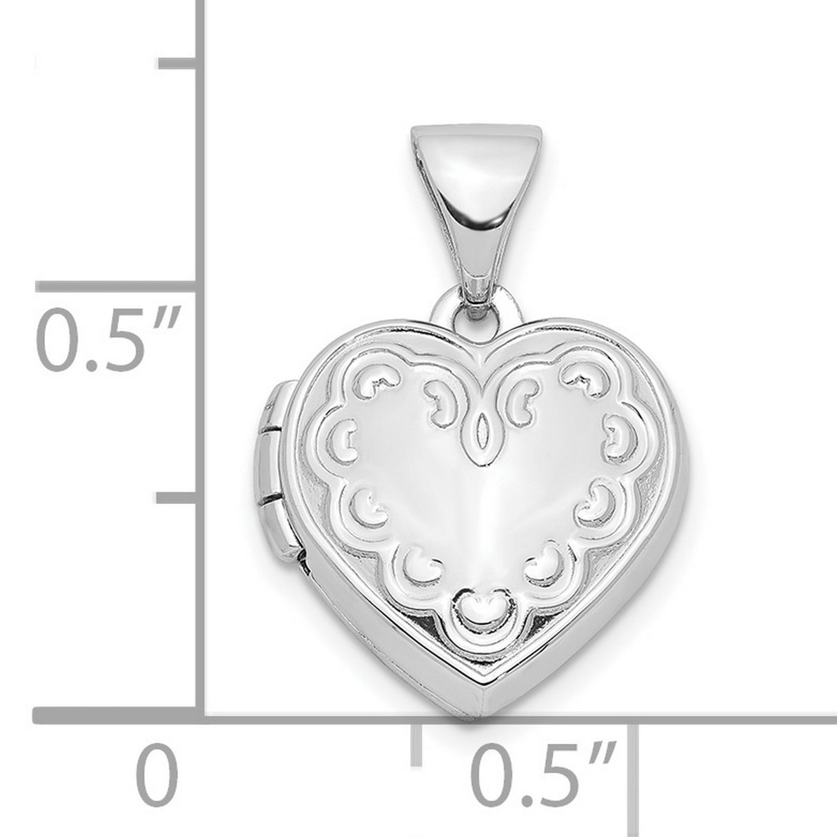 Sterling Silver Heart Locket Pendant with Scrollwork Design for Women