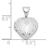 Sterling Silver Heart Locket Pendant with Scrollwork Design for Women