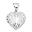 Sterling Silver Heart Locket Pendant with Scrollwork Design for Women
