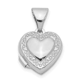 Sterling Silver Heart Locket Pendant with Scrollwork Design, Romantic Keepsake Jewelry for Women