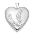Feather Design Heart Locket Charm Pendant in Real 925 Sterling Silver