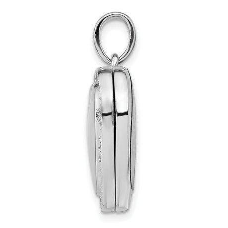 Sterling Silver Heart Locket Pendant with Cubic Zirconia Border and Polished Center