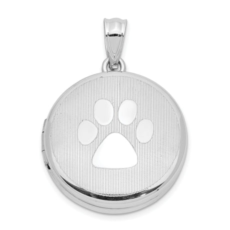 Sterling Silver Pawprint Locket Pendant, Pet Memorial Photo Keepsake for Dog or Cat