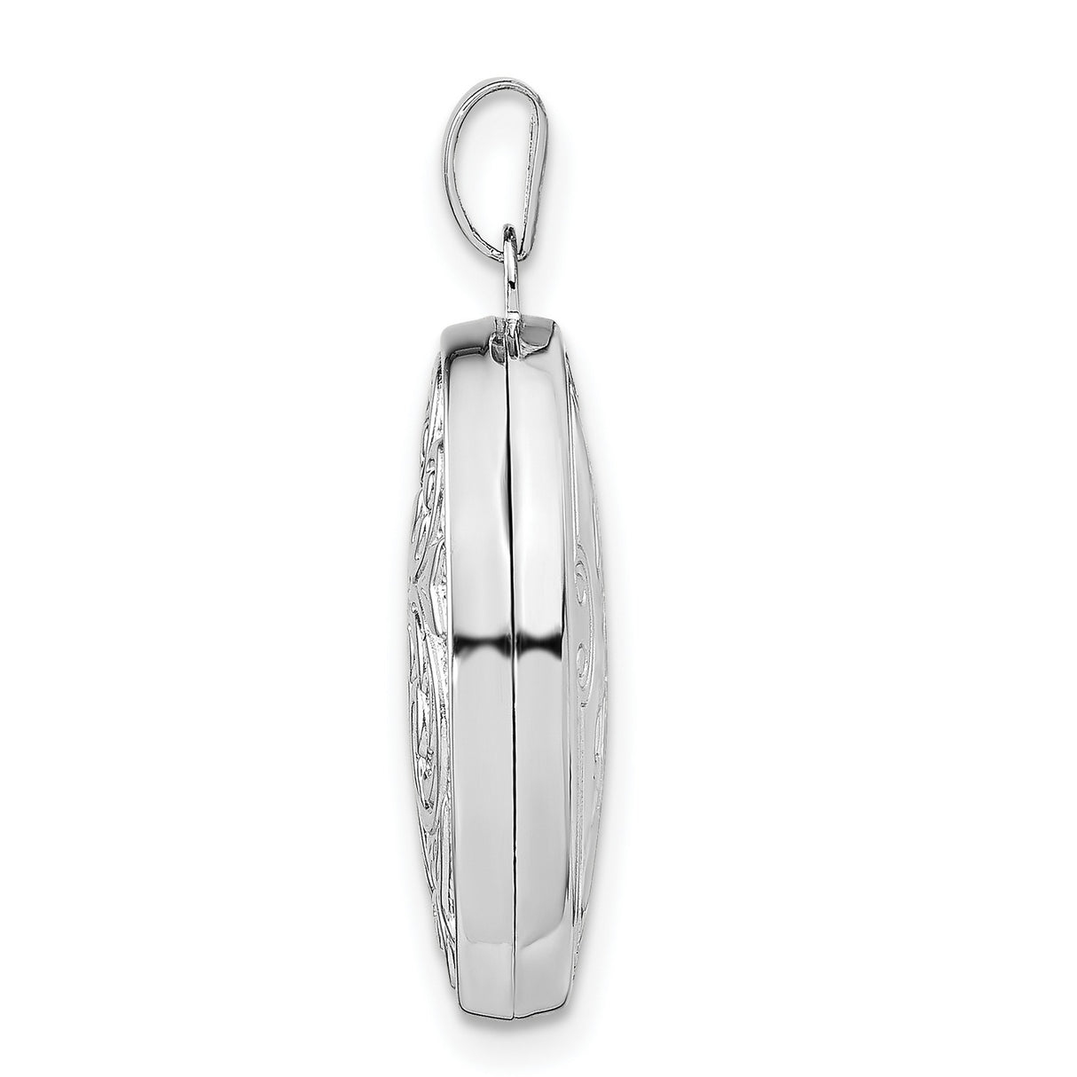 Sterling Silver Oval Locket Pendant with Scrollwork and Floral Filigree Design for Women
