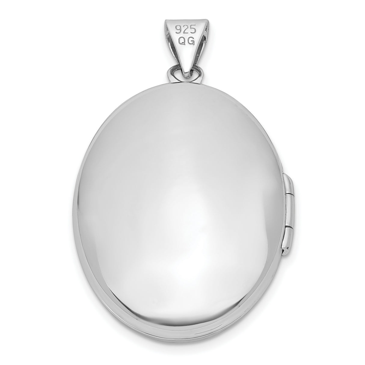 Sterling Silver Oval Locket Pendant with Smooth Polished Finish and Hinged Design for Women