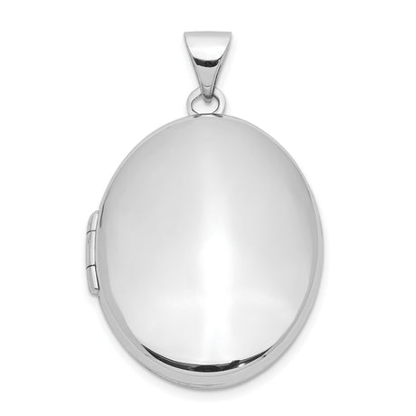 Sterling Silver Oval Locket Pendant with Smooth Polished Finish and Hinged Design for Women