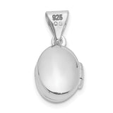 Sterling Silver Oval Locket Pendant, Smooth Polished Finish, Classic Keepsake Jewelry for Women