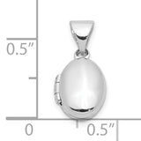 Sterling Silver Oval Locket Pendant, Smooth Polished Finish, Classic Keepsake Jewelry for Women