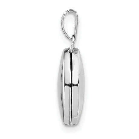 Sterling Silver Oval Locket Pendant, Smooth Polished Domed Photo Holder for Women