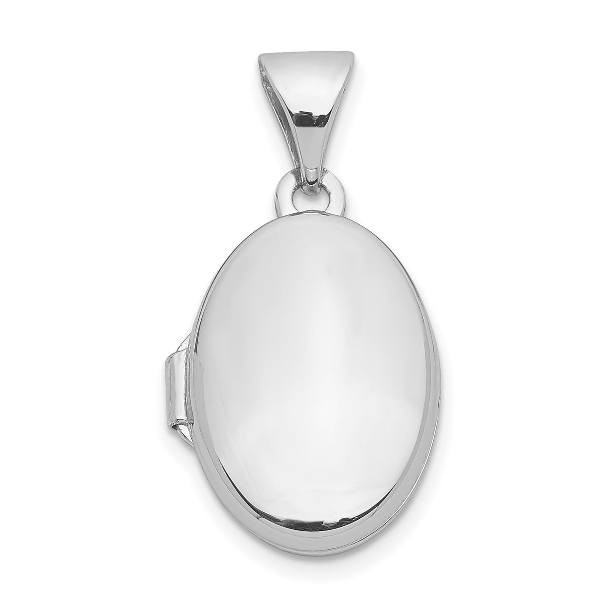 Sterling Silver Oval Locket Pendant, Smooth Polished Domed Photo Holder for Women